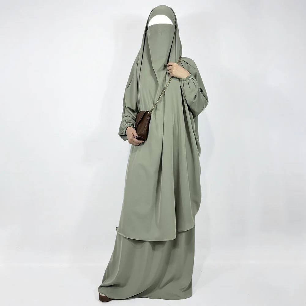 Falda Jilbab de dos piezas con bolsillos, cuerdas Niqab, alta calidad, Nida, ligera, transpirable, EID Ramadán, conjunto de oración para mujeres musulmanas