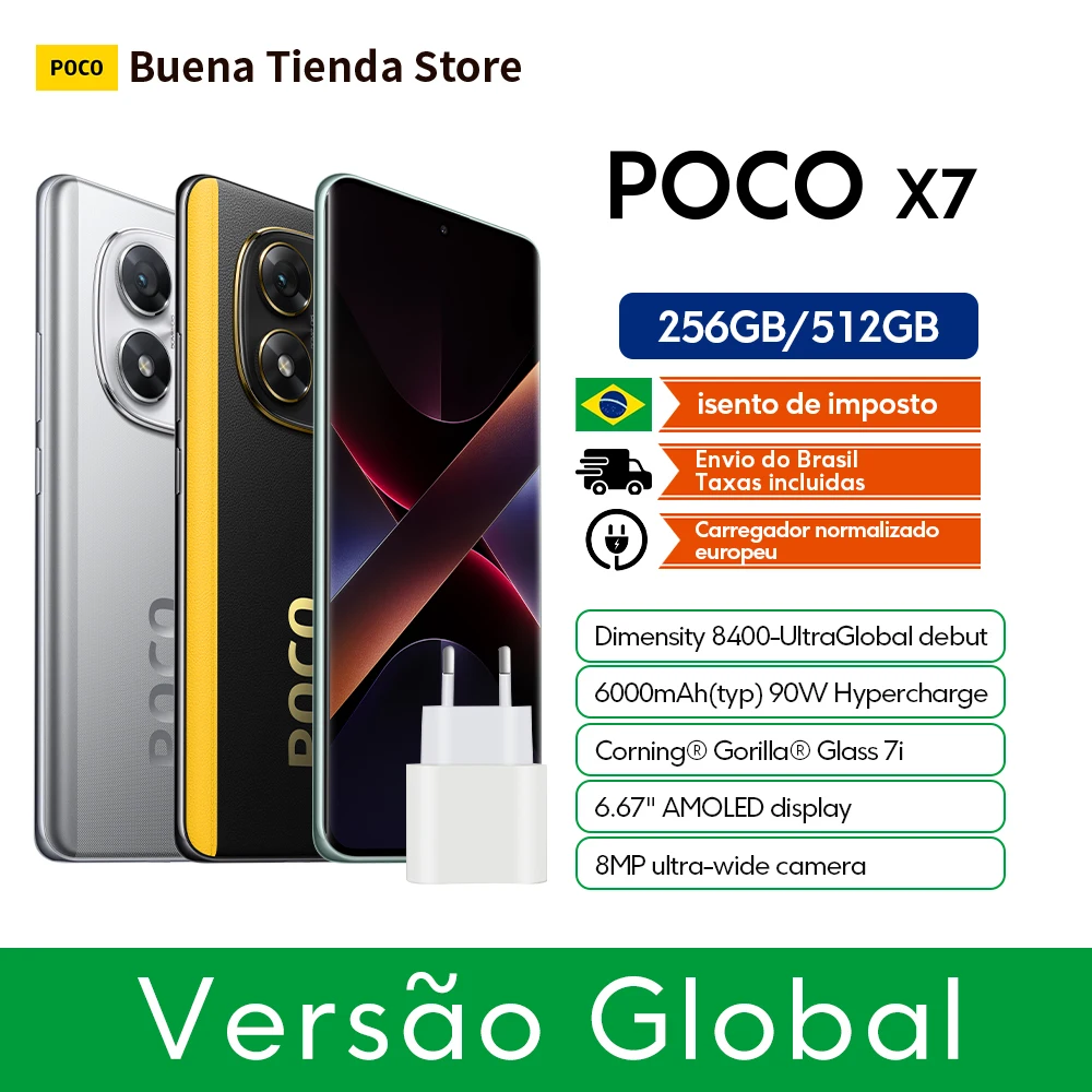 Smartphone POCO X7 versión Global teléfono móvil dimensión 7300-Ultra 6,67 "1,5 K pantalla curva 45W carga NFC IP68
