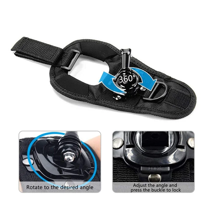 360 Graden Rotatie Hand Strap Mount Handschoen Pols Houder voor GoPro Hero 13 12 11 10 9 AKASO SJCAM insta360 DJI OSMO Actie Camera