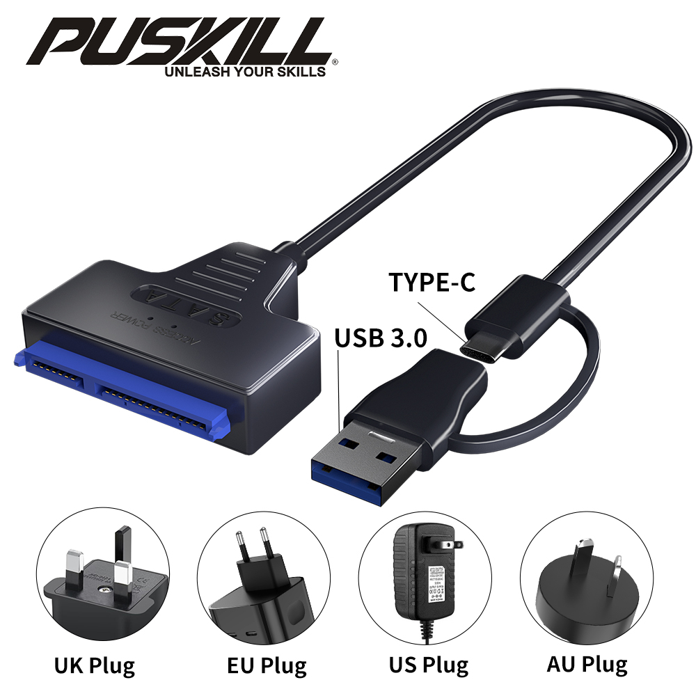 Adaptateur USB 3.0 vers SATA/Type-C SMiCable 2.5/3.5 pouces SSD HDD SATA III, disque dur avec alimentation 12V/pipeline