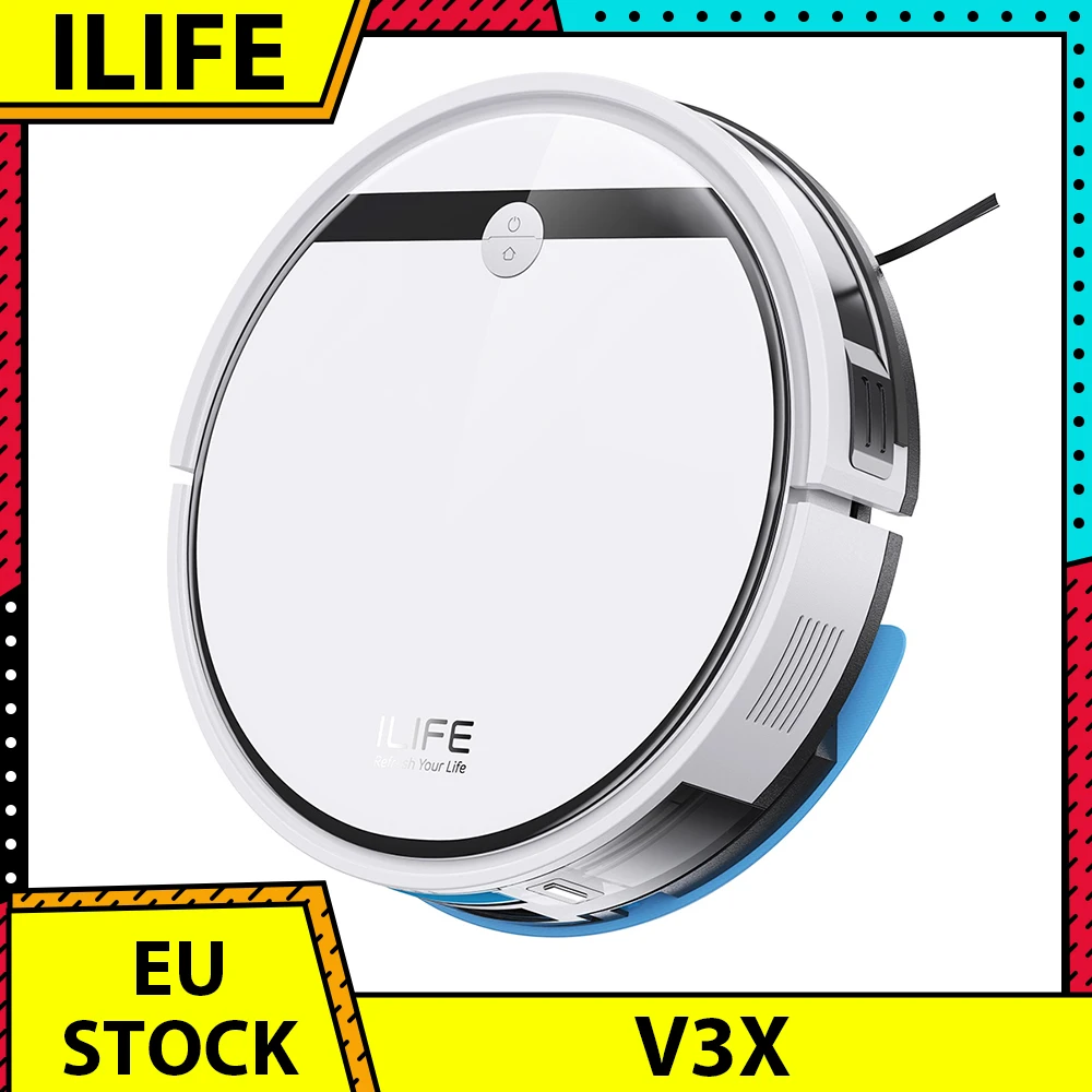 ILIFE V3X Roboterstaubsauger, 2-in-1-Staubsauger und Wischen, 3000 Pa Saugkraft, 300-ml-Mülleimer, 2900-mAh-Akku, App-/Sprachsteuerung