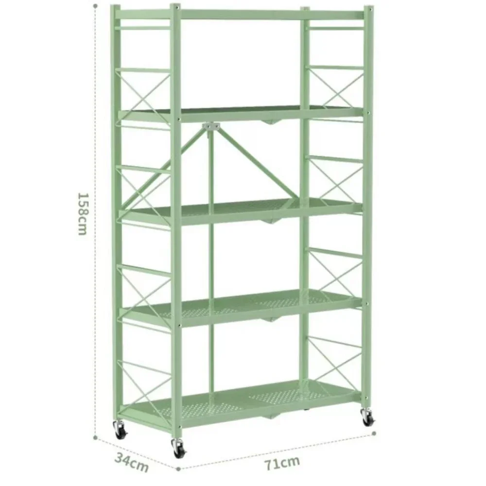 Large Iron Frame Foldable Installation Free Metal Storage Shelves Storage High-capacity Moveable for Living Room Multilayer Rack