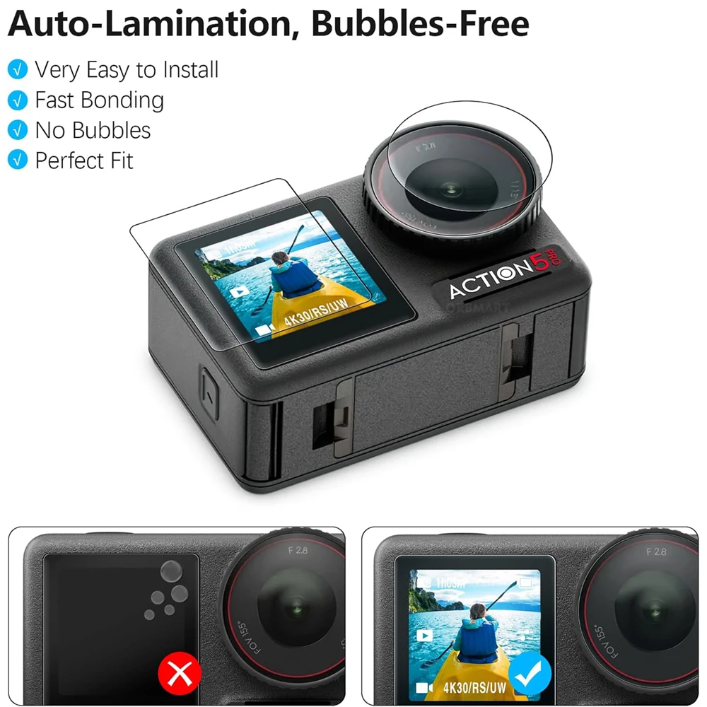 Para DJI Osmo Action 5 Pro 4 3 Protector de pantalla película de vidrio templado cubierta de lente bolsa funda para DJI Action 4 5Pro Accesorios