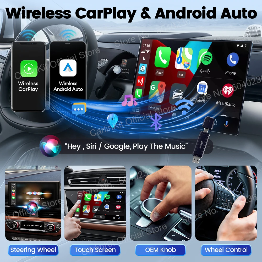 Carlinkit-カーラジオ,Android,ワイヤレス,自動ウェーブ,音楽,Spotify,ゴルフ,プジョー,マツダ,起亜,メルセデスmg,carlinkit 5.0,carlinkit 4.0