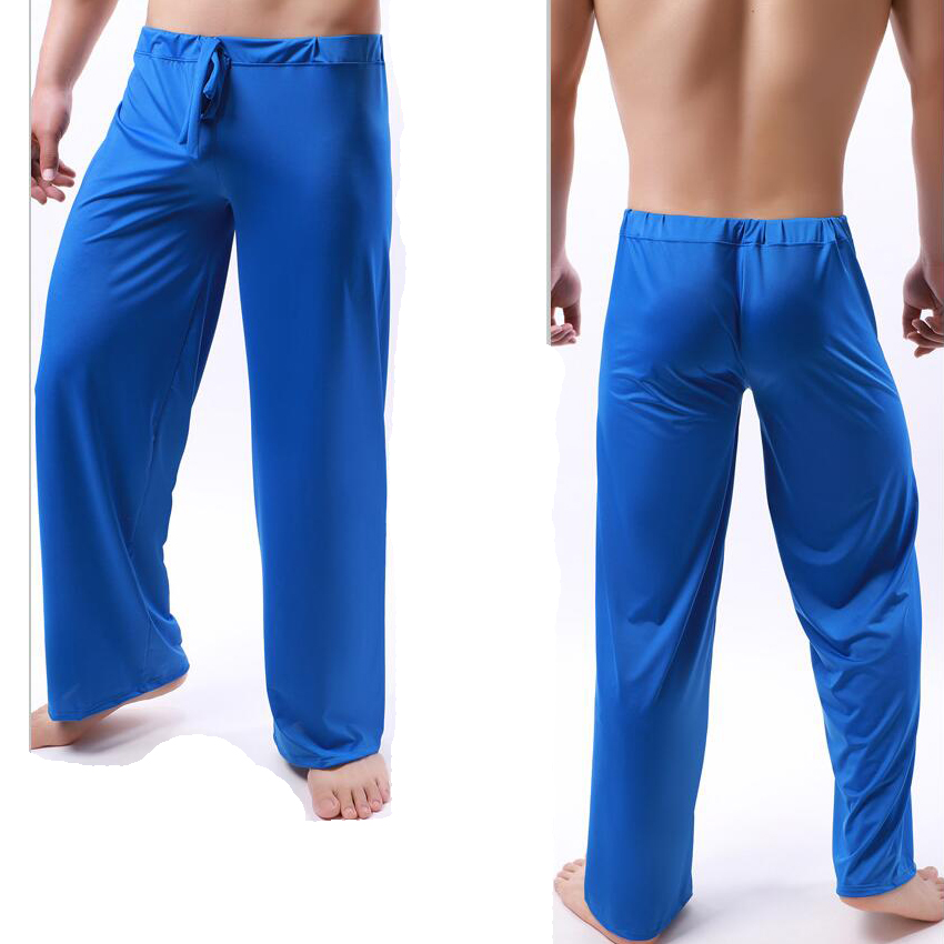 Pantalones de pijama de seda helada para Hombre, pantalones suaves para dormir, ropa de dormir, pantalones informales sueltos, ropa interior transpirable para Hombre
