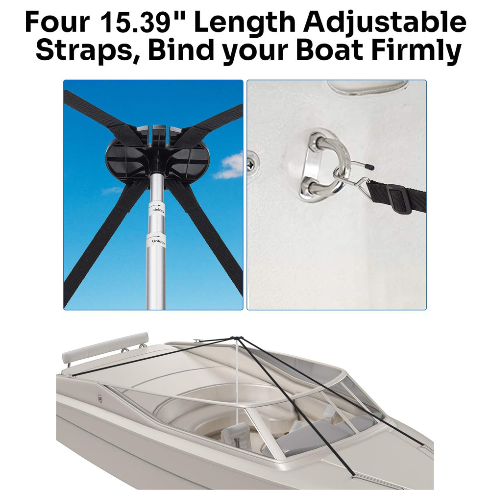 Boat Cover Support Poles Stainless Steel Pole System with Webbing Strap Adjustable Height 39cm for Boat Covers Prevent Water