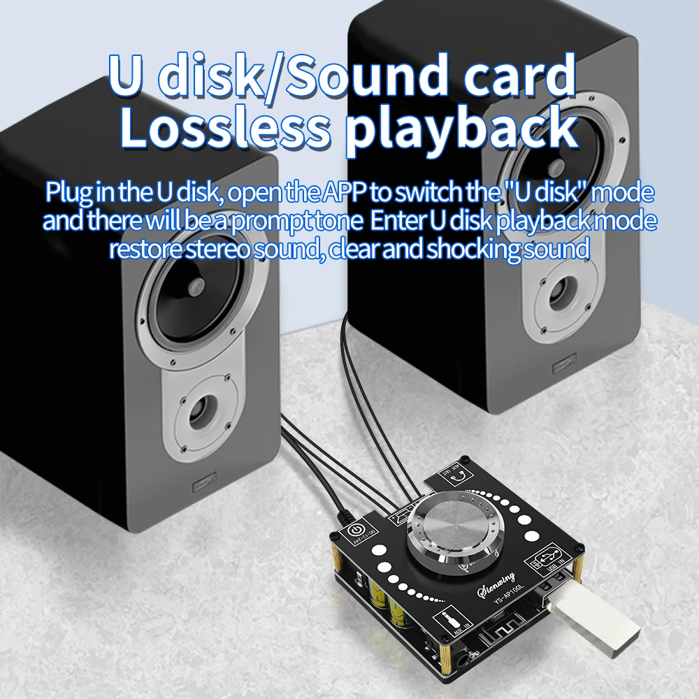 YS-AP100L stereo Bluetooth digitale versterker 100 W + 100 W subwoofer AUX USB geluidskaart ingang 3.5mm actieve luidspreker uitgang