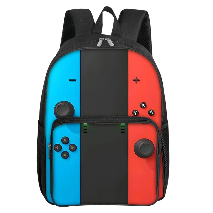 Mochila con bolsillo frontal cuadrado con patrón GamePad para niños y niñas, los mejores regalos, mochilas escolares de dibujos animados en 3D para niños