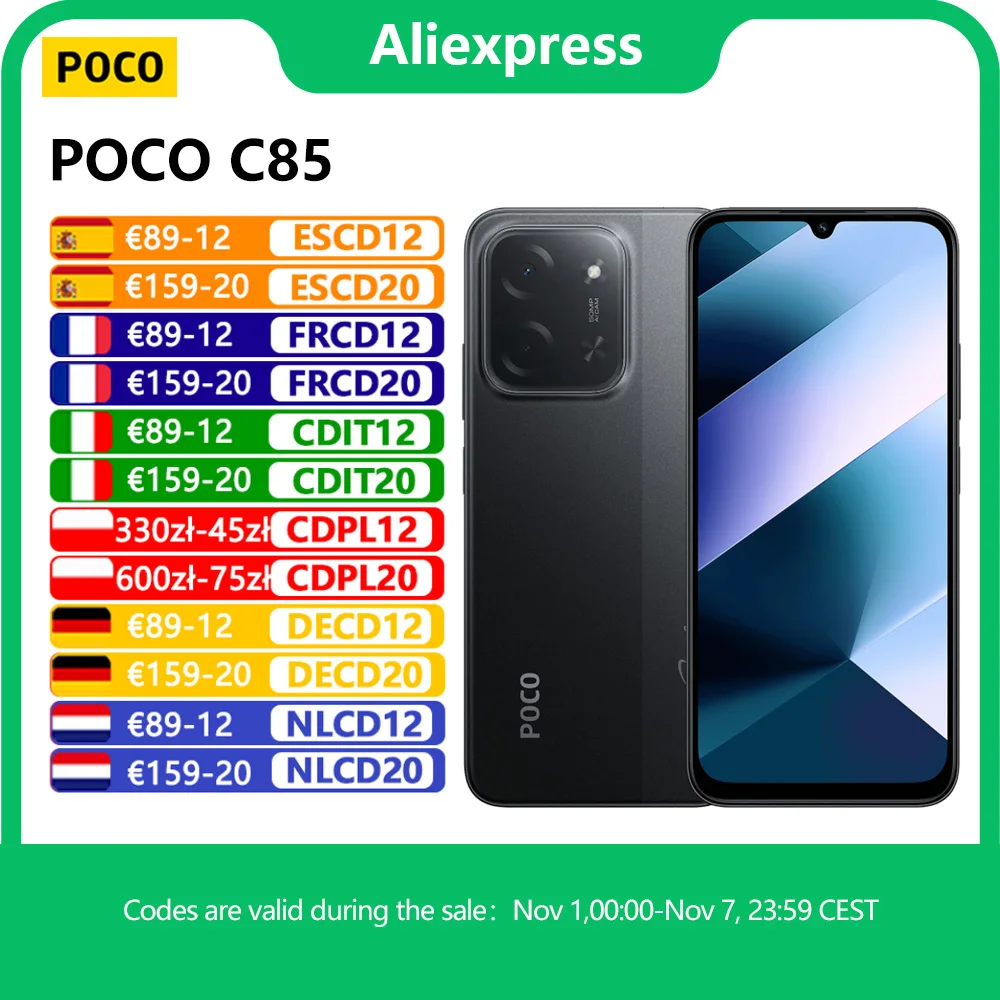 【Weltpremiere】POCO C85 Global Version Smartphone 128/256 GB Helio G81-Ultra 6000 mAh Akku 6,9-Zoll-Display 50 MP Kamera 33 W NFC
