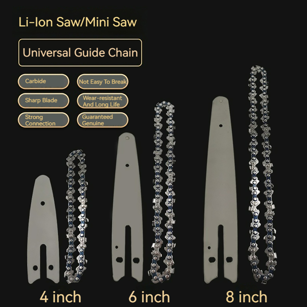 Mini Correntes De Aço e Guia Bar, Electric Saw Blade, Electric Power Tool, Saw Substituição, Wood Cutting Acessório, 4 ", 6", 8"