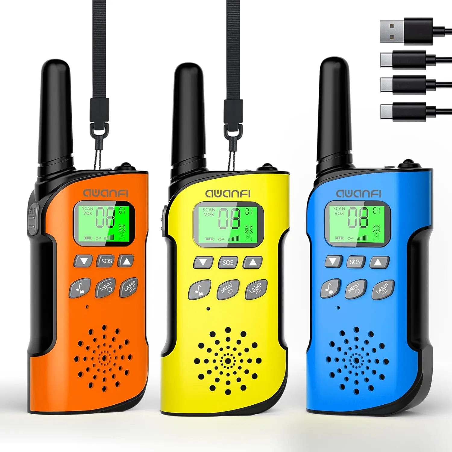 (No para AU/JP/BR/NZ/BY/TH/UA/AO) 2/3/4 Uds Walkie Talkie adultos y niños, largo alcance/recargable/1000mAh/cordijas/linterna/SOS