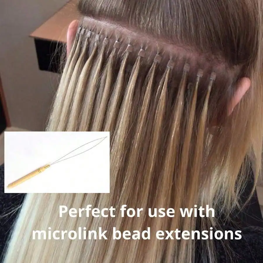 Cabelo Extensões Tool Kit, I-Tip Extensão do Cabelo Alicate, Puxando Gancho Bead Device Kits, 5 mm Micro Links Anéis Beads, 100 pcs
