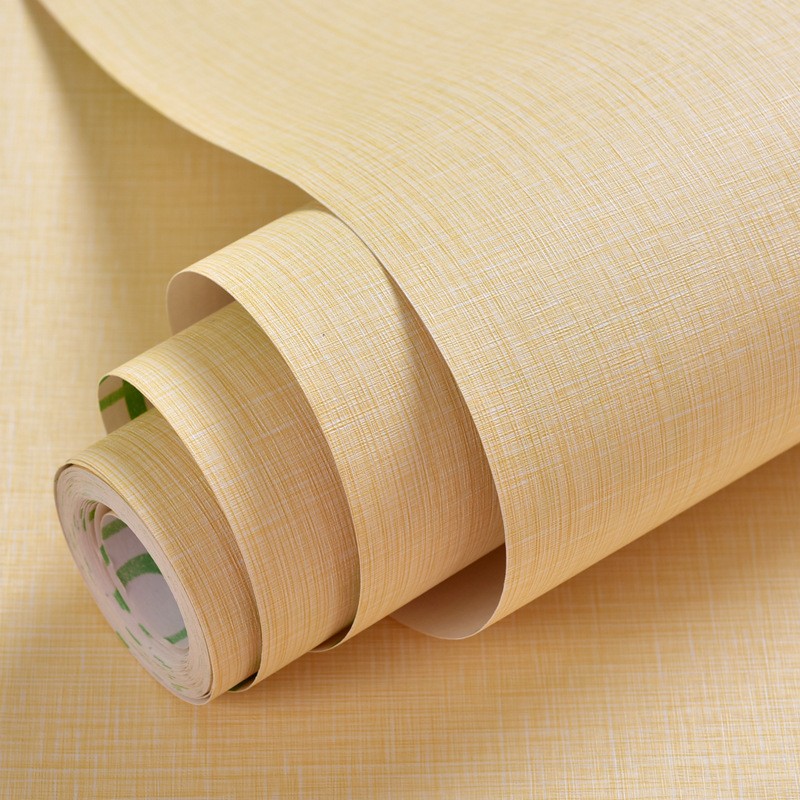 Papel de parede autoadesivo à prova d'água, cor sólida, padrão de linho, sala de estar, quarto, armário, decoração