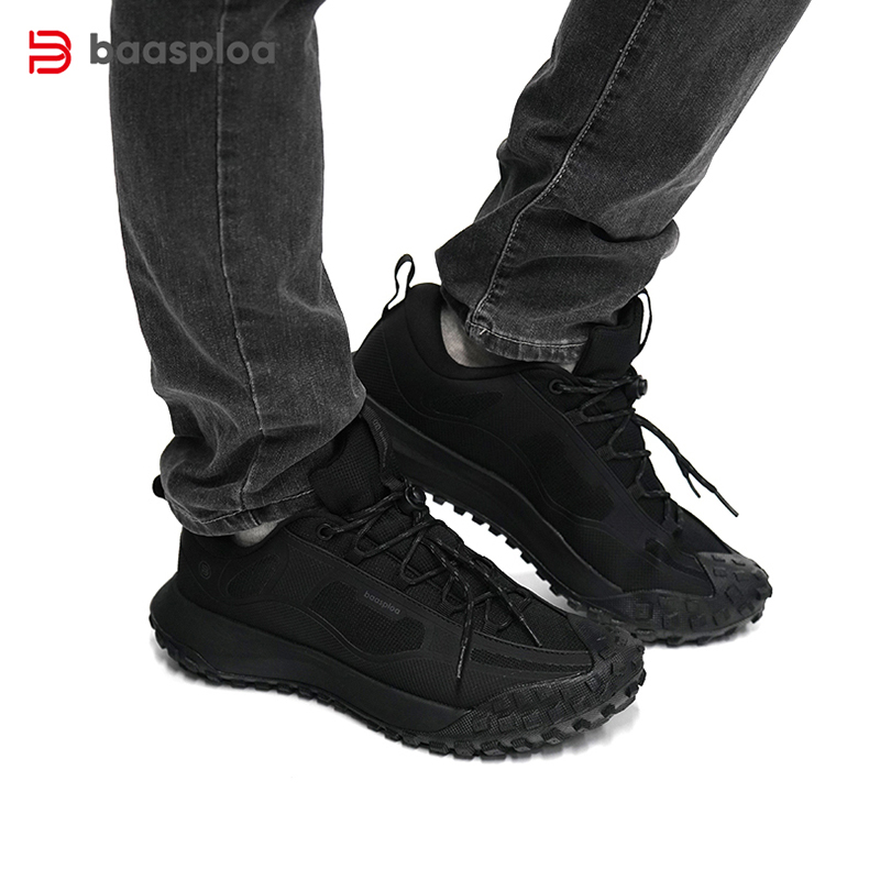 Baasploa Wanderschuhe Herren Outdoor Wasserdicht Camping Beständig Rutschfeste Turnschuhe Männlich Lässig Leichte Schnür-Wanderschuhe