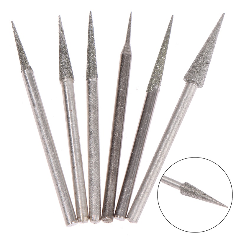 6 Stücke 1-4mm Diamant Schleifkopf Nadel Bits Grate Gravur Schnitzwerkzeug 2,35mm Schaft D