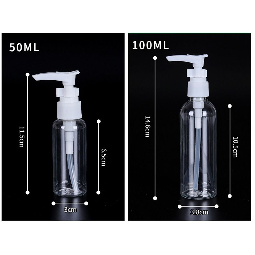 Botella de loción sin aire transparente para viaje, espray portátil para muestras cosméticas, contenedor rellenable, 50ml/100ml