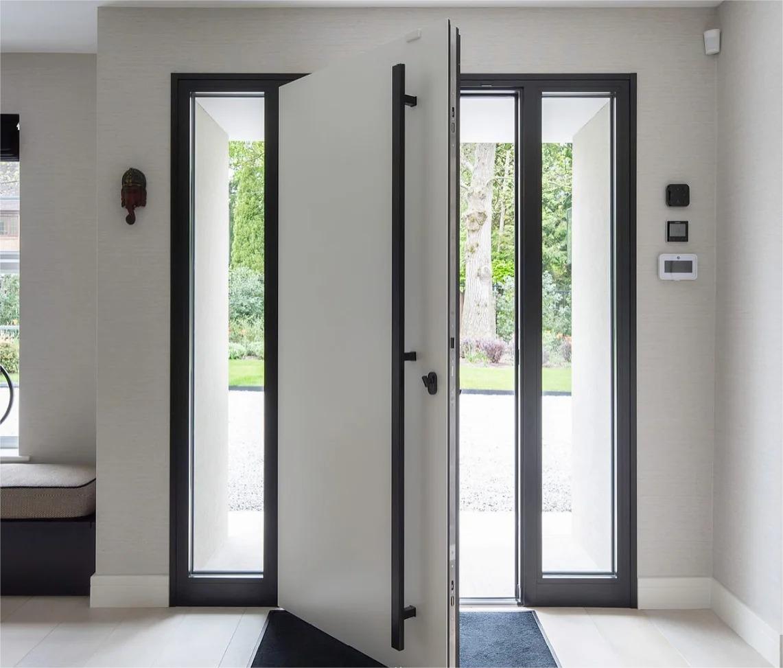 Porte d'entrée extérieure double pour la maison, sécurité, profil en alliage d'aluminium, taille personnalisée et document