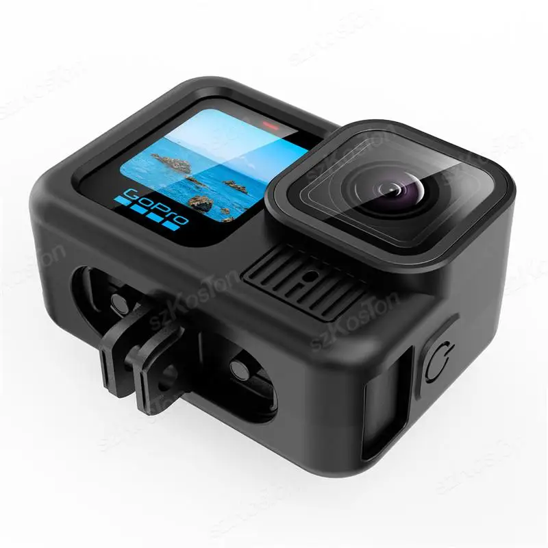 GoPro Hero 13 용 보호 실리콘 케이스 Go Pro 액세서리 용 검정색 강화 유리 화면 보호기 필름 렌즈 캡 커버