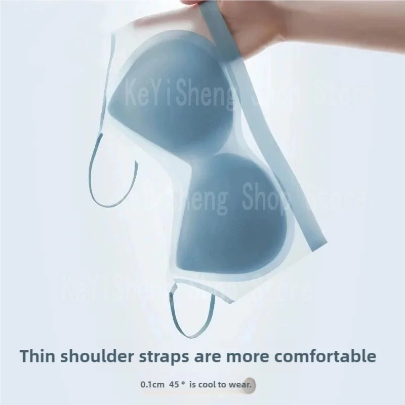 Sujetador de seda de hielo transpirable para mujer, lencería sin costuras con cuello halter en la espalda, sujetador envolvente, pechos pequeños, sexy y cómodo