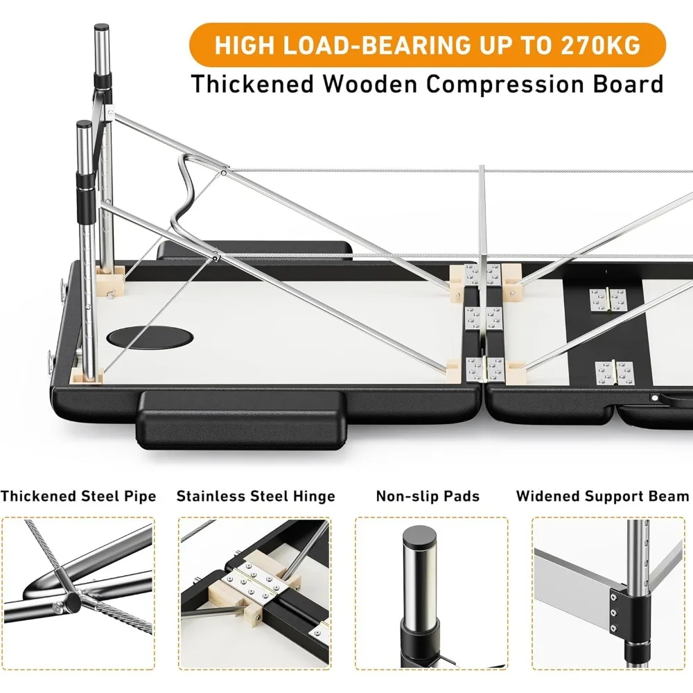 Massage Table Portable  Professional 3 Sections Reclining Massage Bed Lash Bed, Aluminium Adjustable