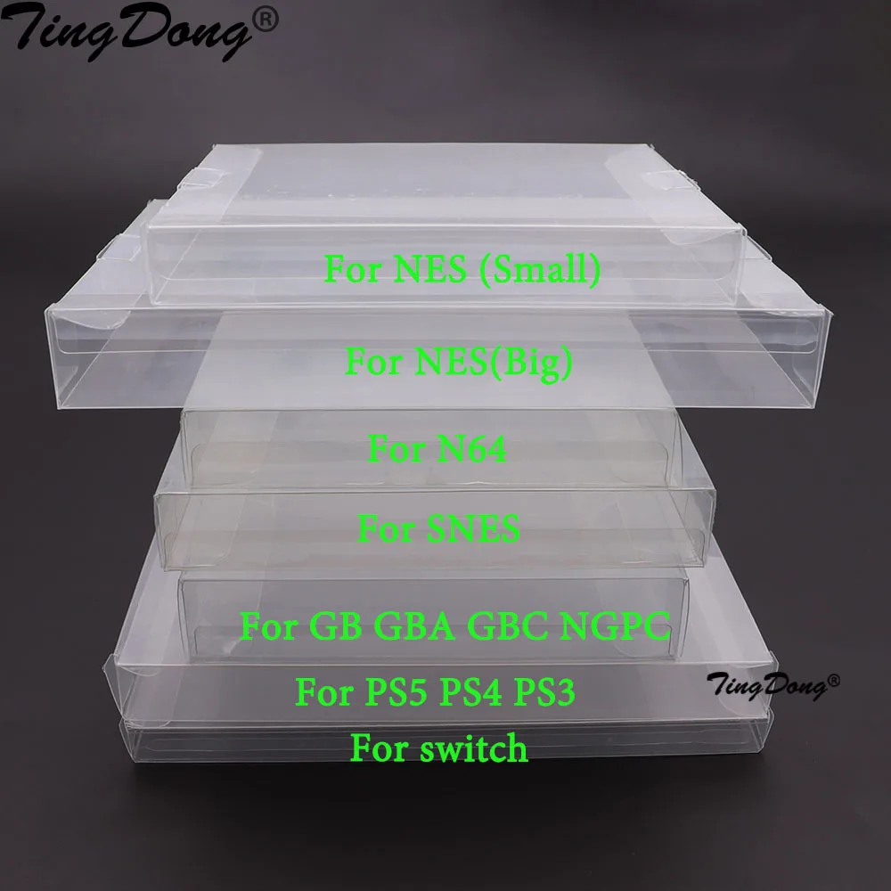 Caja de cartuchos de juego transparente, Protector de plástico PET para juegos CIB para N64 NES SNES para GB GBA GBC NGPC Switch PS5, 10 Uds.