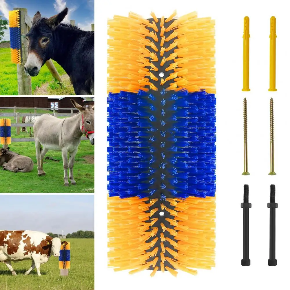 Escova para arranhar gado, escova para arranhar vaca com parafusos, limpeza de cabras, pós-escova para cavalo, porco, gado, suprimentos