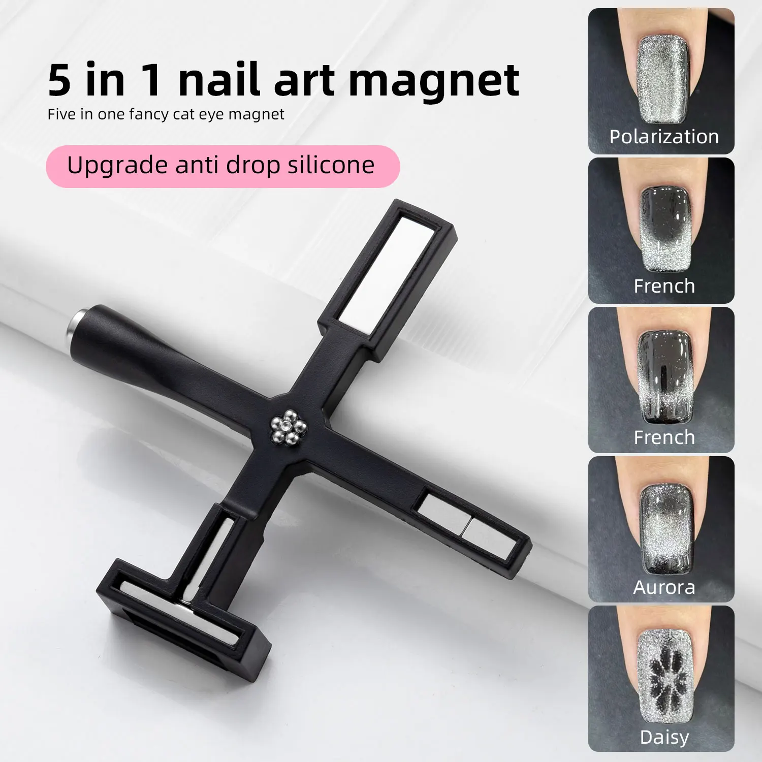 5 IN 1 Multi-Function CAT EYE เล็บ Magnetic Stick CROSS แม่เหล็กสําหรับ CAT EYE UV เจลเล็บเครื่องมือเงาเล็บ Art Decal เครื่องมือ