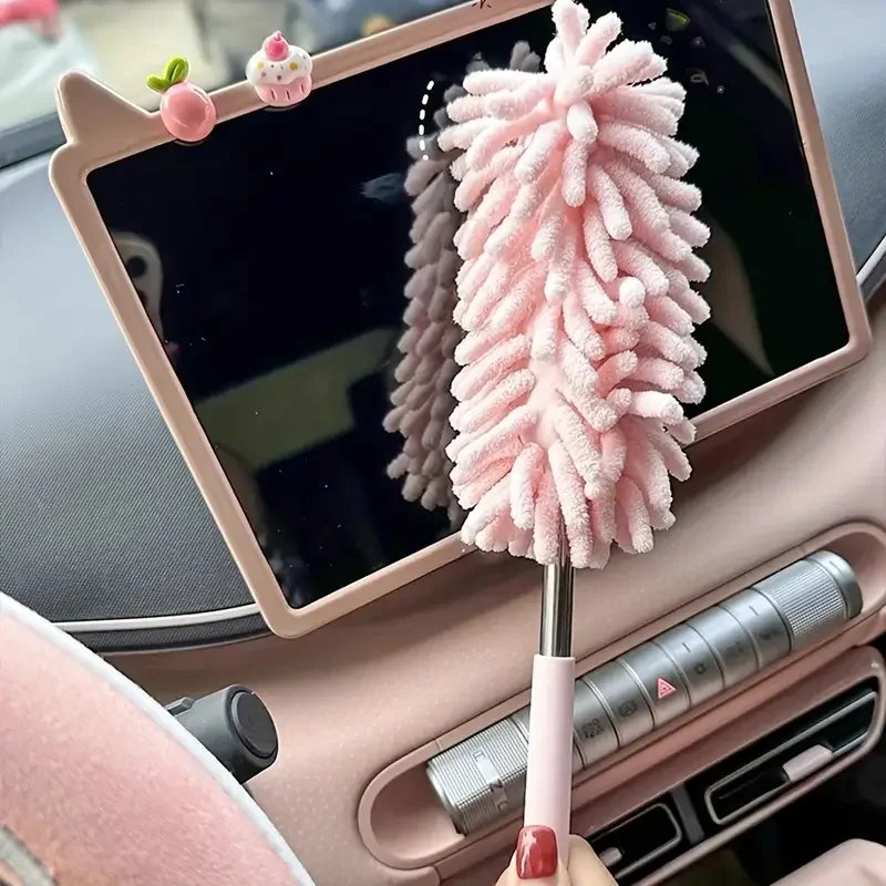 Mini cepillo para plumero de coche, herramienta de polvo de microfibra flexible y extensible para limpieza Interior del hogar y del coche, Material de fibra de poliéster