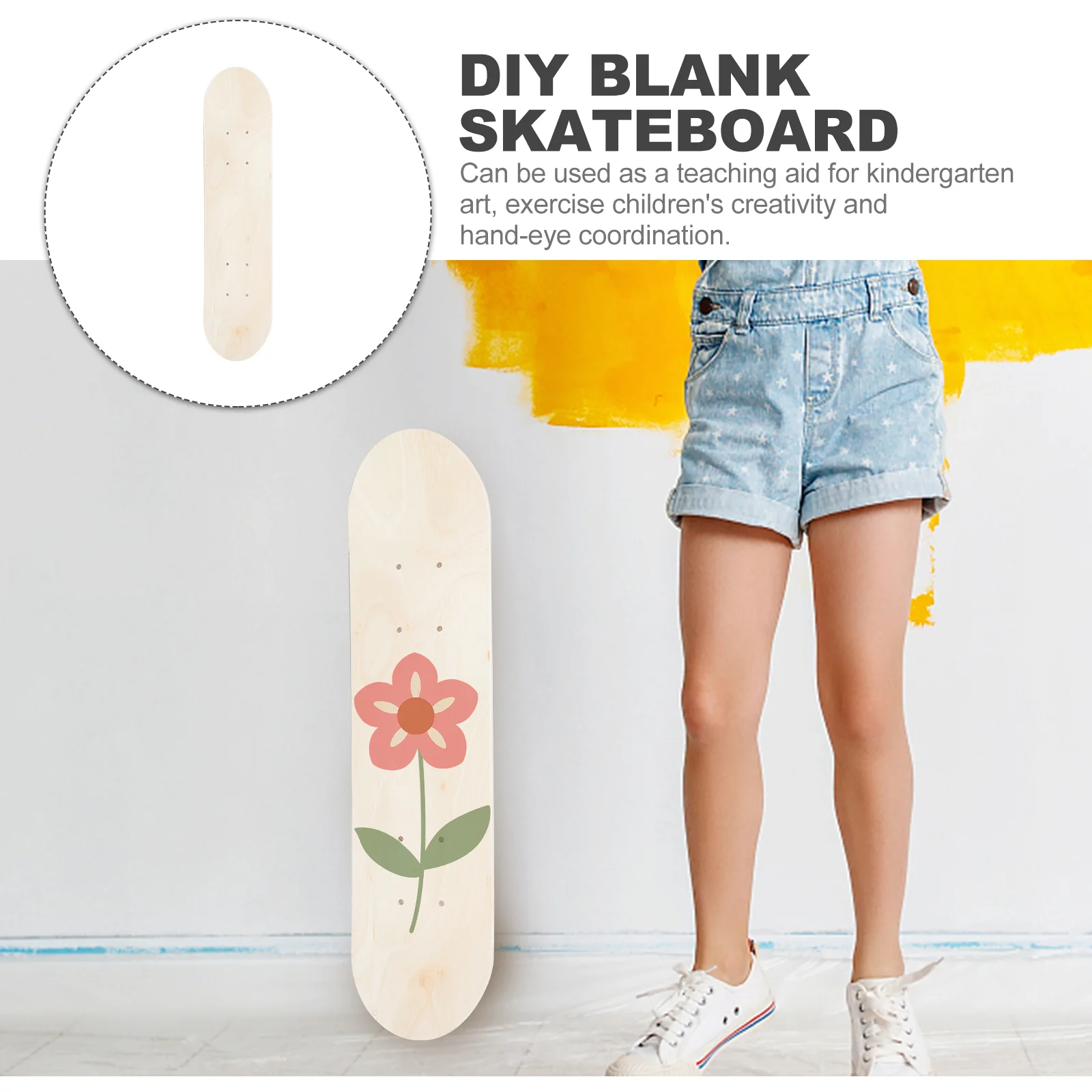 60 ซม.สเก็ตบอร์ดดาดฟ้า Maple สเก็ต BOARD เปล่าผู้ใหญ่มือวาดตกแต่ง BOARD Double Rocker DIY BLANK Graffiti สเก็ตบอร์ด