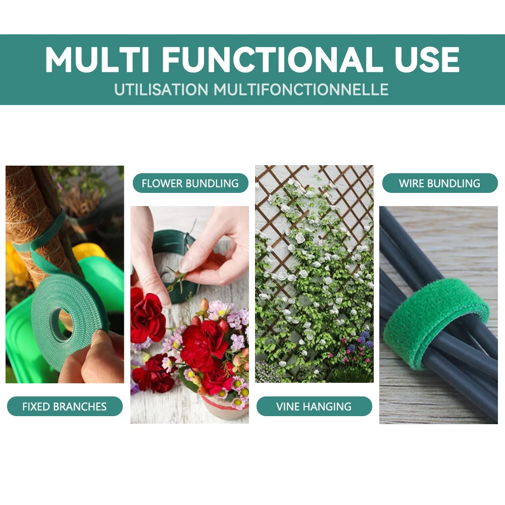 Садовая лента, нейлоновая кабельная стяжка для растений, цветов, выращивания, скалолазания, многоразовая опора для растений, застежка-крючок, садовые аксессуары