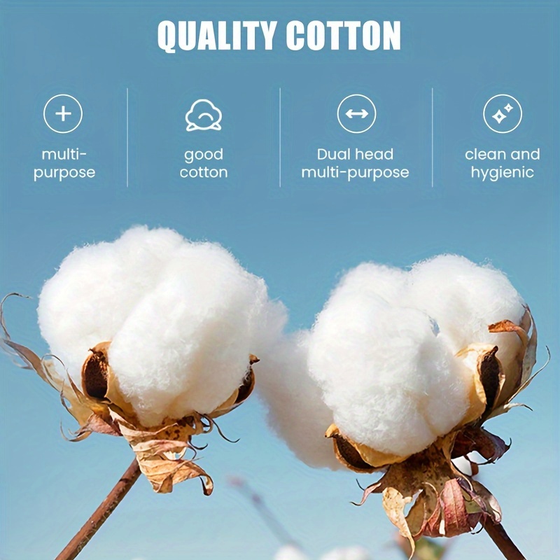 1000Count Cotton Swabs - Bamboo Sticks Cotton Swabs For Ears - Double Round Thick Cotton Buds Suitable For Makeup And Cleaning