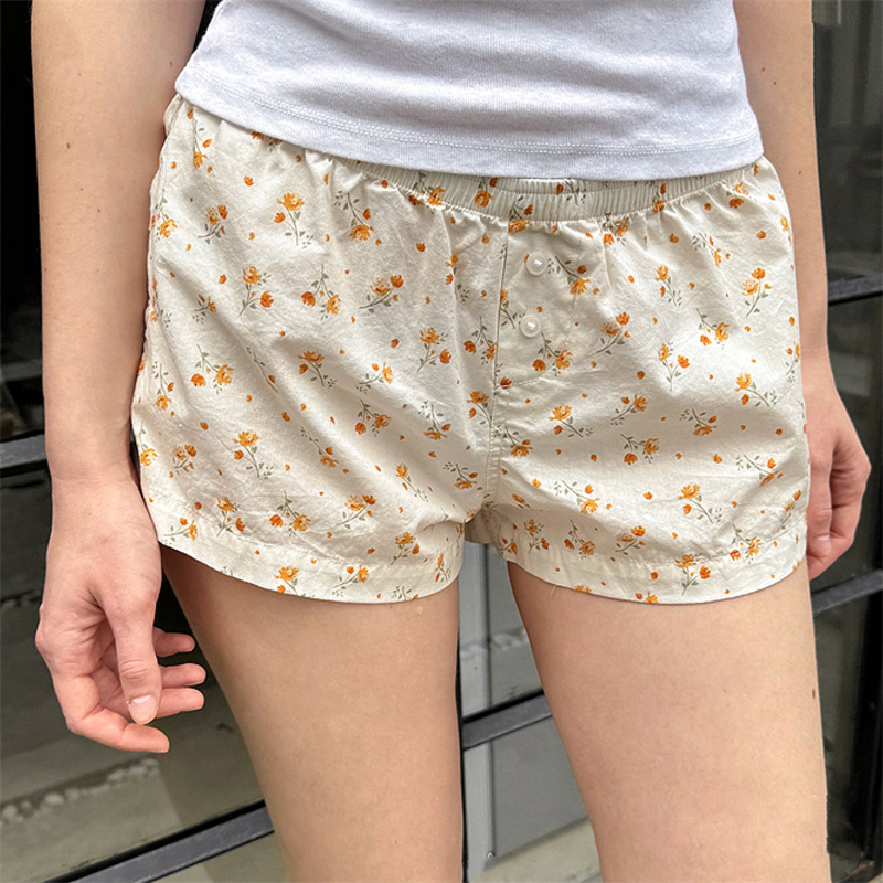 Pantalones cortos Vintage con botones a rayas para mujer, ropa de calle con cintura elástica, ropa interior para el hogar, pantalones cortos Y2K elegantes y dulces