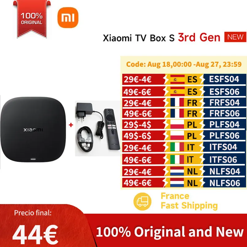 Version mondiale Xiaomi TV Box S 3ème génération 4K Ultra HD 2G 32G Google TV Cast Netflix Smart TV Box lecteur multimédia Mi TV Box WiFi BT5.2