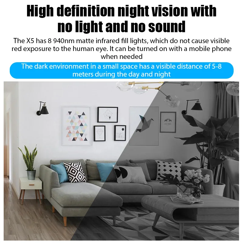 Mini câmera wi-fi 1080p hd visão noturna incluída detector de som de movimento em escritório doméstico 120 graus grande angular micro monitor de bebê