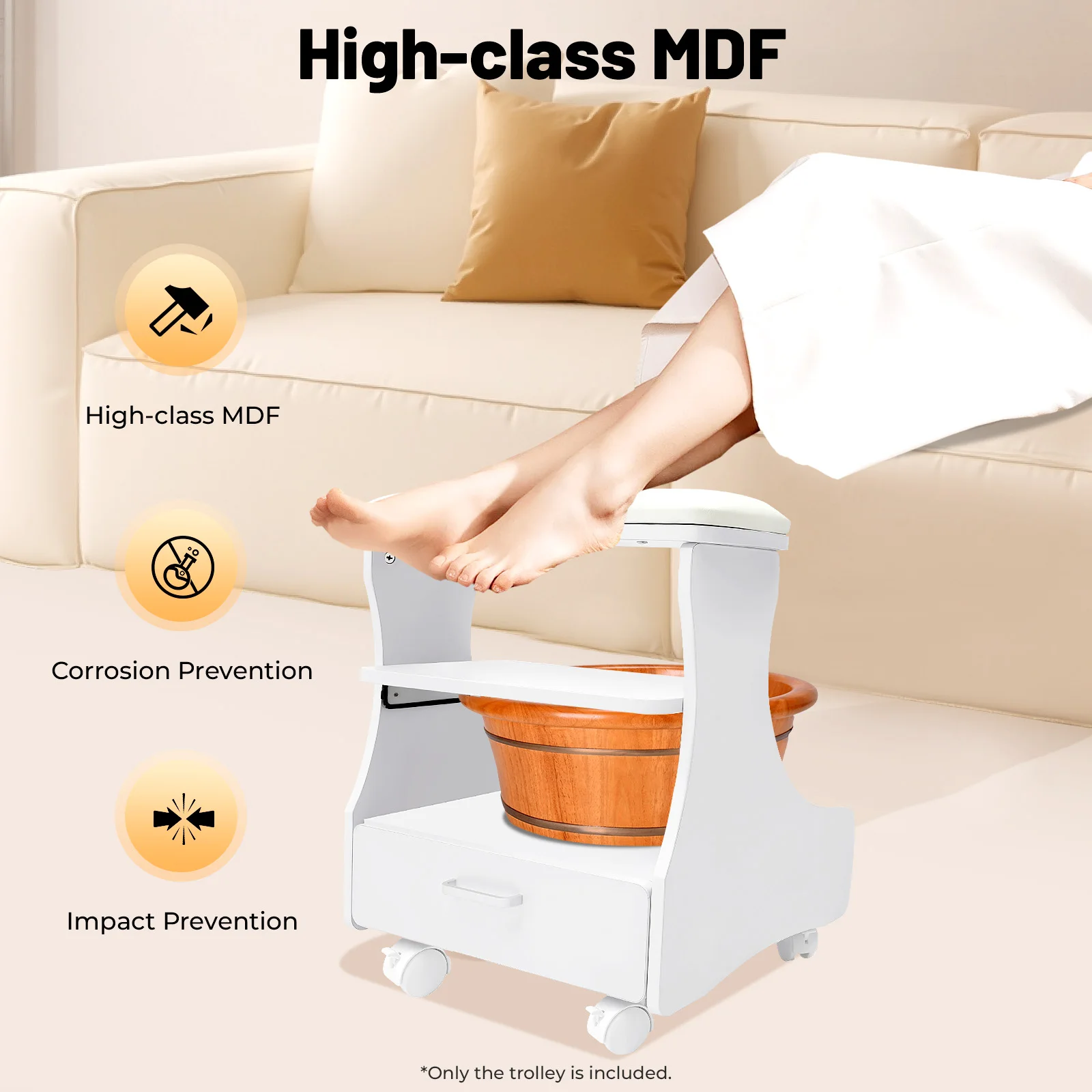 Podnóżek do pedicure i manicure, wózek meblowy do kąpieli stóp, stołek do kąpieli stóp na kółkach