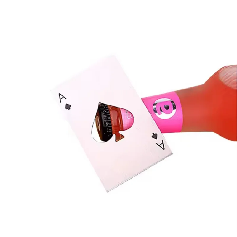 StainCustomized โลโก้สแตนเลส Spades A Winemaker ที่เปิดขวดเล่นไพ่ที่เปิดขวดบัตรเครดิตที่เปิดขวดเบียร์
