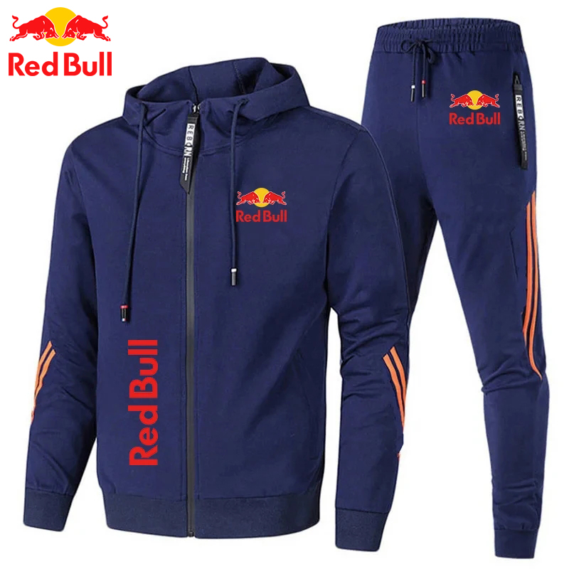 봄 2025 Red Bull 로고 남성용 까마귀 세트 2 피스 New Red Bull 프린트 자켓 남성 패션 Simple 까마귀 Stormtrooper Coat Red