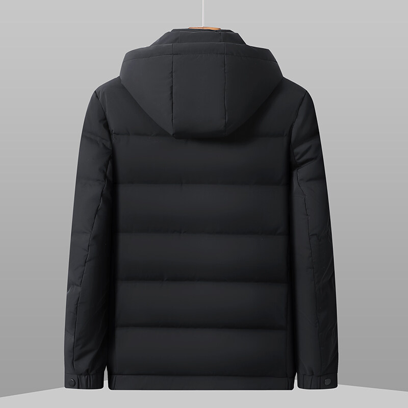 Mittellange Daunenjacke, 90 % weiße Entendaunen, leichte Polsterung für Herren, Winter-Markenjacken, kalte Kleidung, Herrenmantel