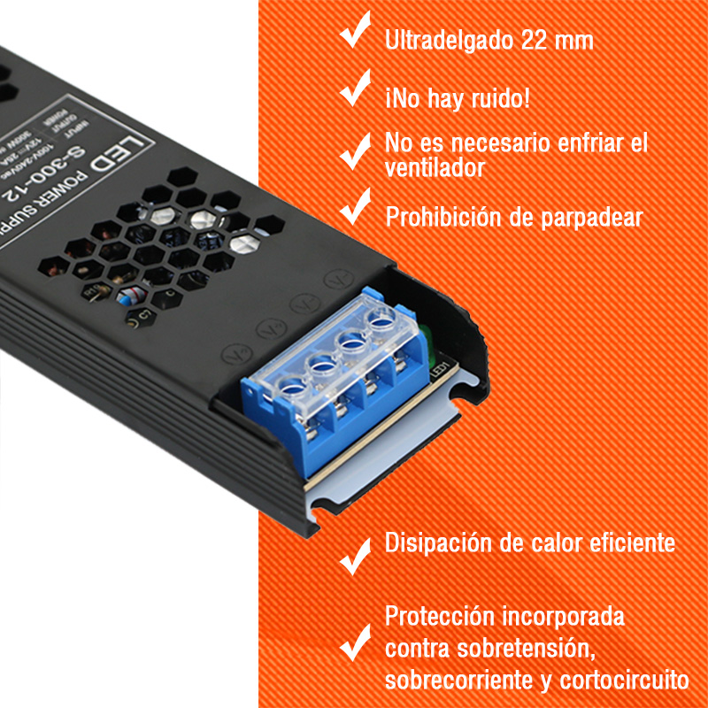 Controlador ultrafino para tiras LED fuente de alimentación de voltaje constante DC 12V/24V transformadores de iluminación 60W 100W 150W 200W 300W 400W