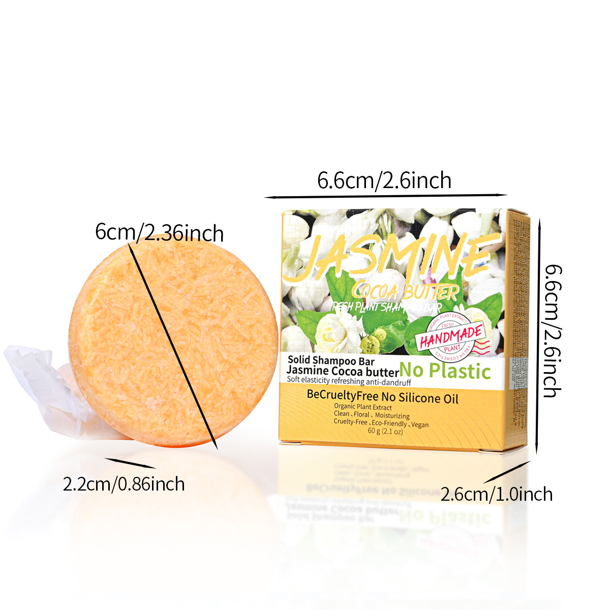 Jasmijn geurende handgemaakte shampoo Solid Shampoo Stick Plantaardige etherische olie Zeep Oliecontrole en verfrissende zeep