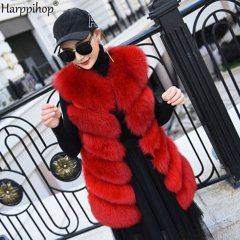 女性用の本物のキツネの毛皮のベスト,6ストリップ,ノースリーブ,秋冬