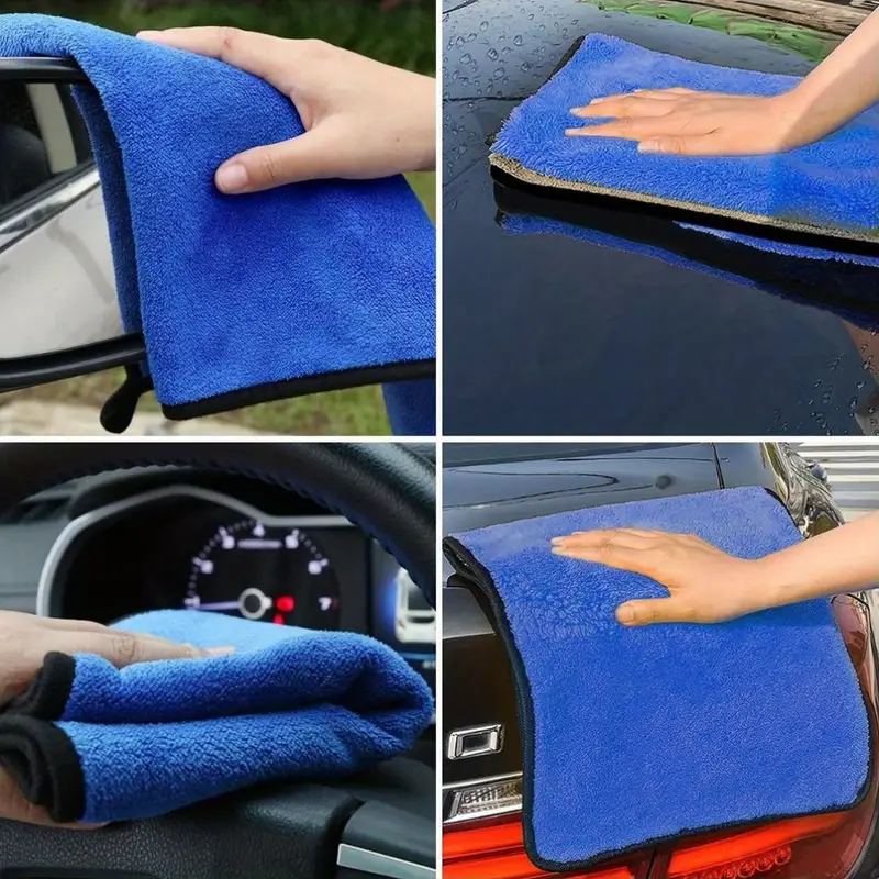 1-5pcs Microfiber Car Washing Towel Soft Quick Drying Windows Mirrors Wiping Rags Home Double Layer Cleaning Cloths 400GSM