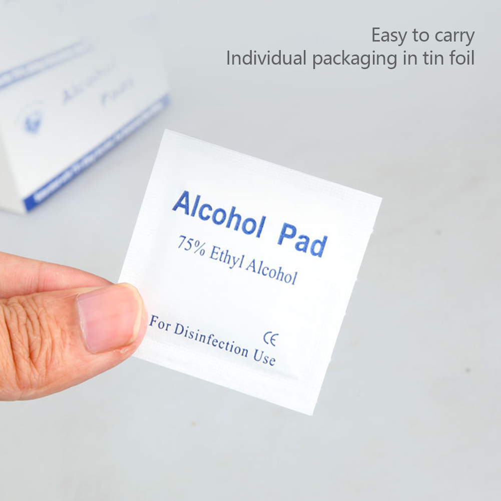 Tampons de coton jetables à 75% d'alcool, 50/100 pièces, outils de nettoyage de tatouage pour la peau propre antiseptique, bijoux, utilisation de désinfection de téléphone portable