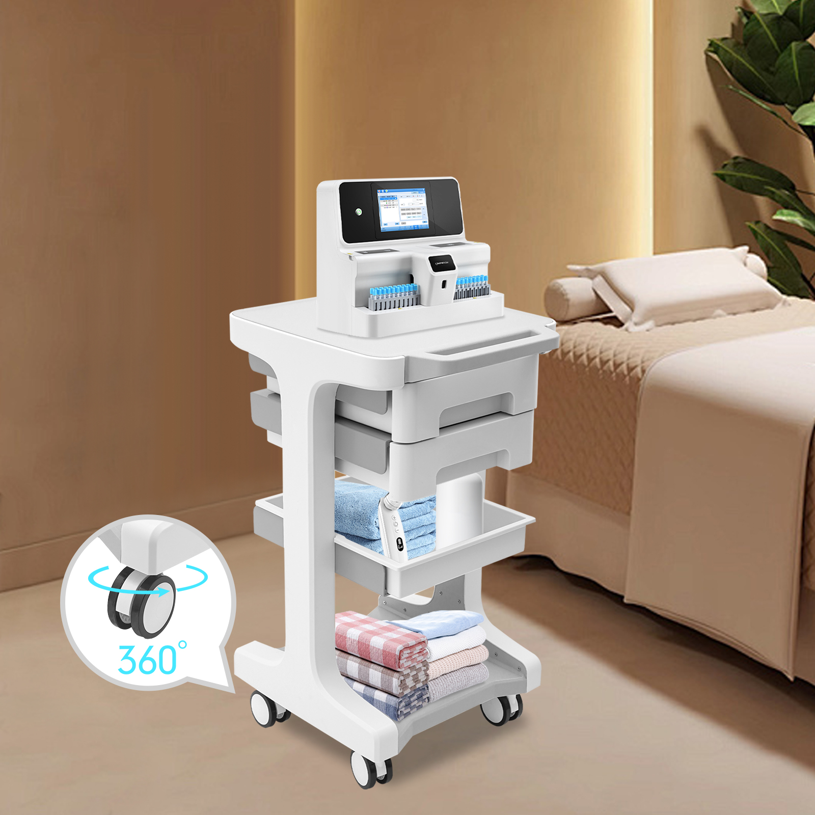 Chariot de rangement Mobile de grande capacité, résistant à l'usure, avec poignées encastrées, pour les magasins médicaux/barbier/Spas/maisons