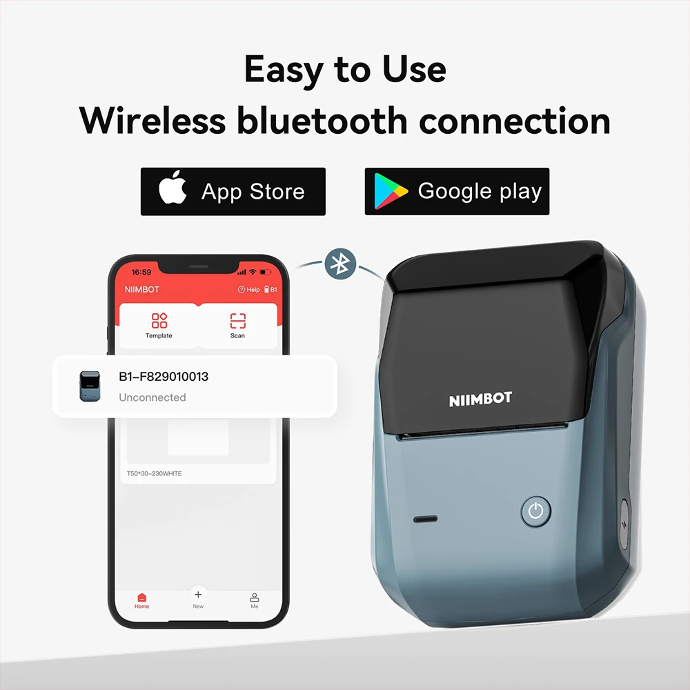 Niimbot b1 impressora térmica portátil bluetooth mini impressora de etiquetas adesivo fabricante de papel impressora de etiquetas 2 Polegada máquina de rotulagem