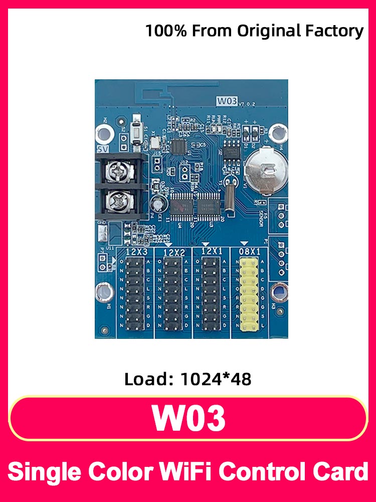 Huidu-Panel LED de un solo Color HD-W03, tarjeta de Control WiFi para teléfono móvil, pantalla LED, visualización de píxeles, placa base de animación