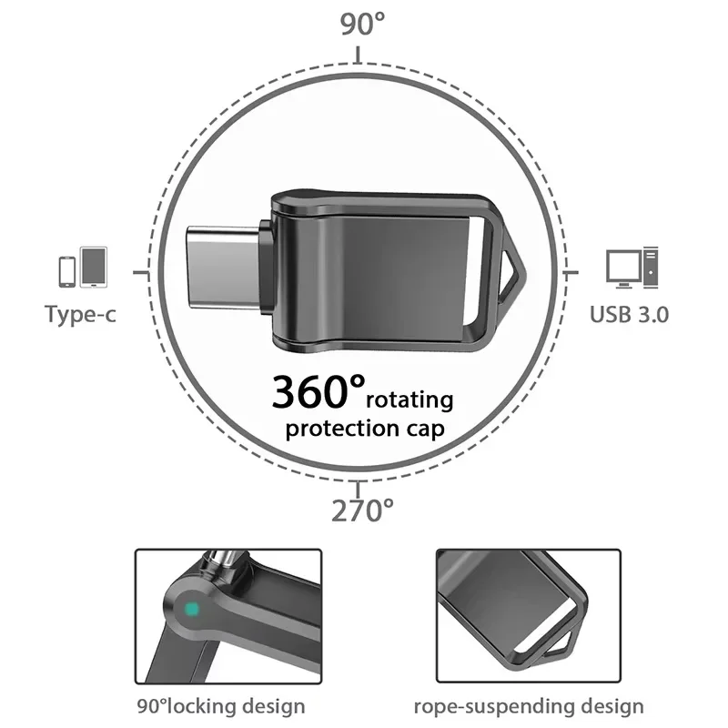 Xiaomi Mini 2TB Flash Drive USB 3.0 Fast Type C Pen Drive Memory Stick High Speed Data 512GB For Computers Phone PC Fast U Disk