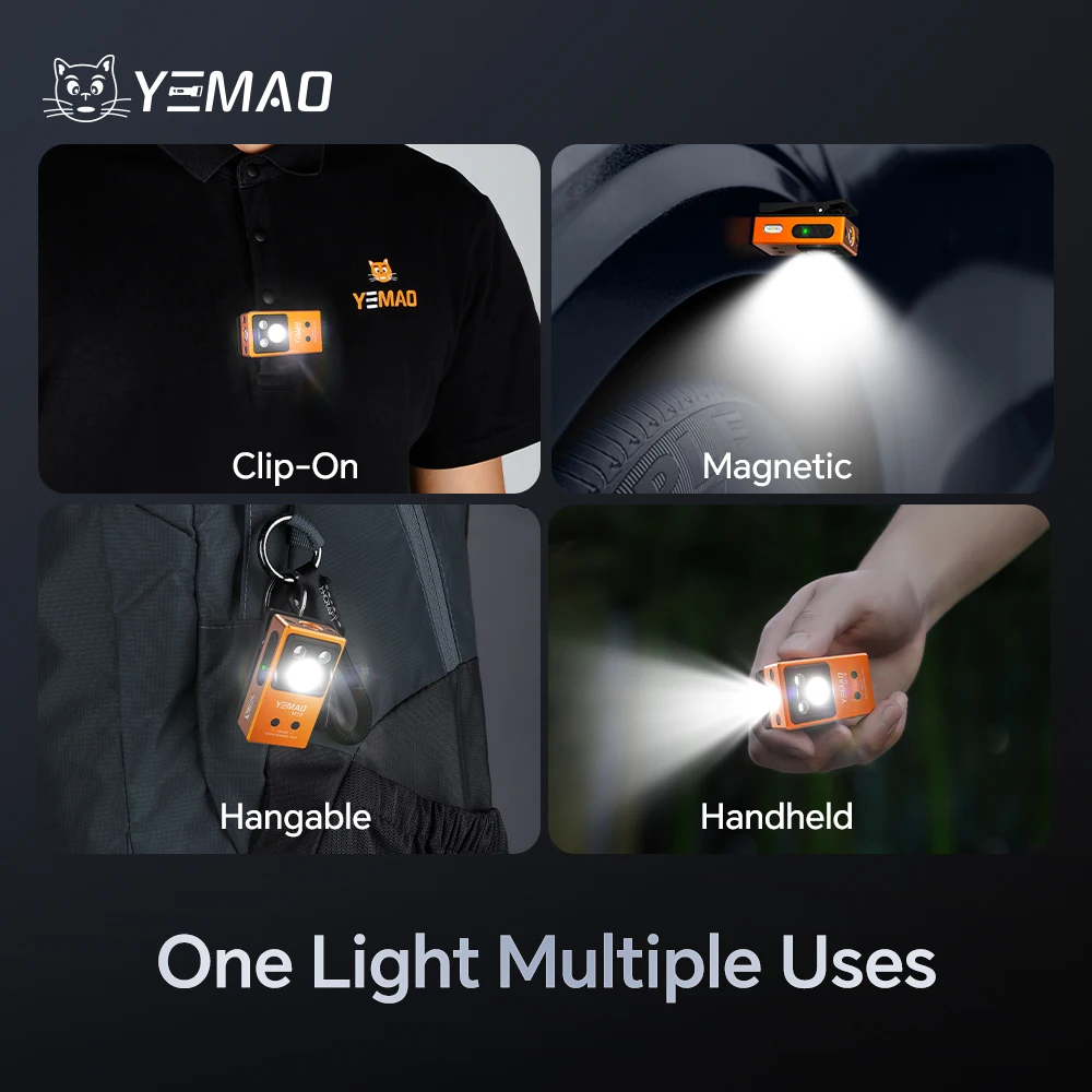 YEMAO M18 270LM linterna de bolsillo con Clip 7 colores RGB batería integrada de 500mAh recargable 6 luces EDC lámpara con Sensor magnético UVLight