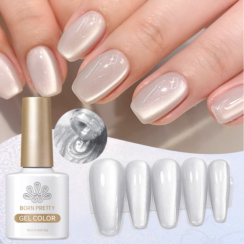 BORN PRETTY Silver Moonlight Cat Magnetic Gel Nail Polish White Light Magnetic Nail Sparkling Glitter Semi Permanent Varnish 10m