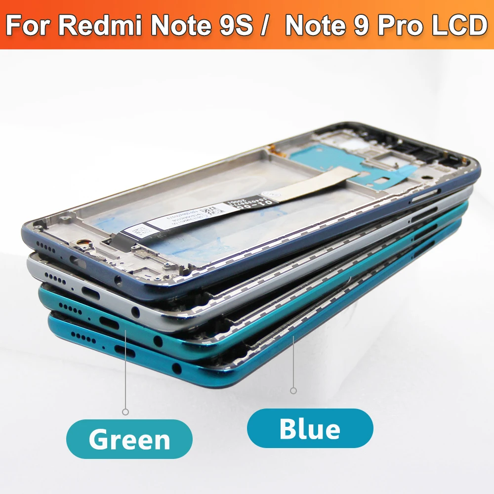 AMOLED Display for Xiaomi Redmi Note 9S Lcd M2003J6A1G Display Touch Screen with Frame for Redmi Note 9 Pro Screen Replacement